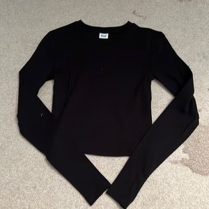 Black Ribbed cropped long sleeve